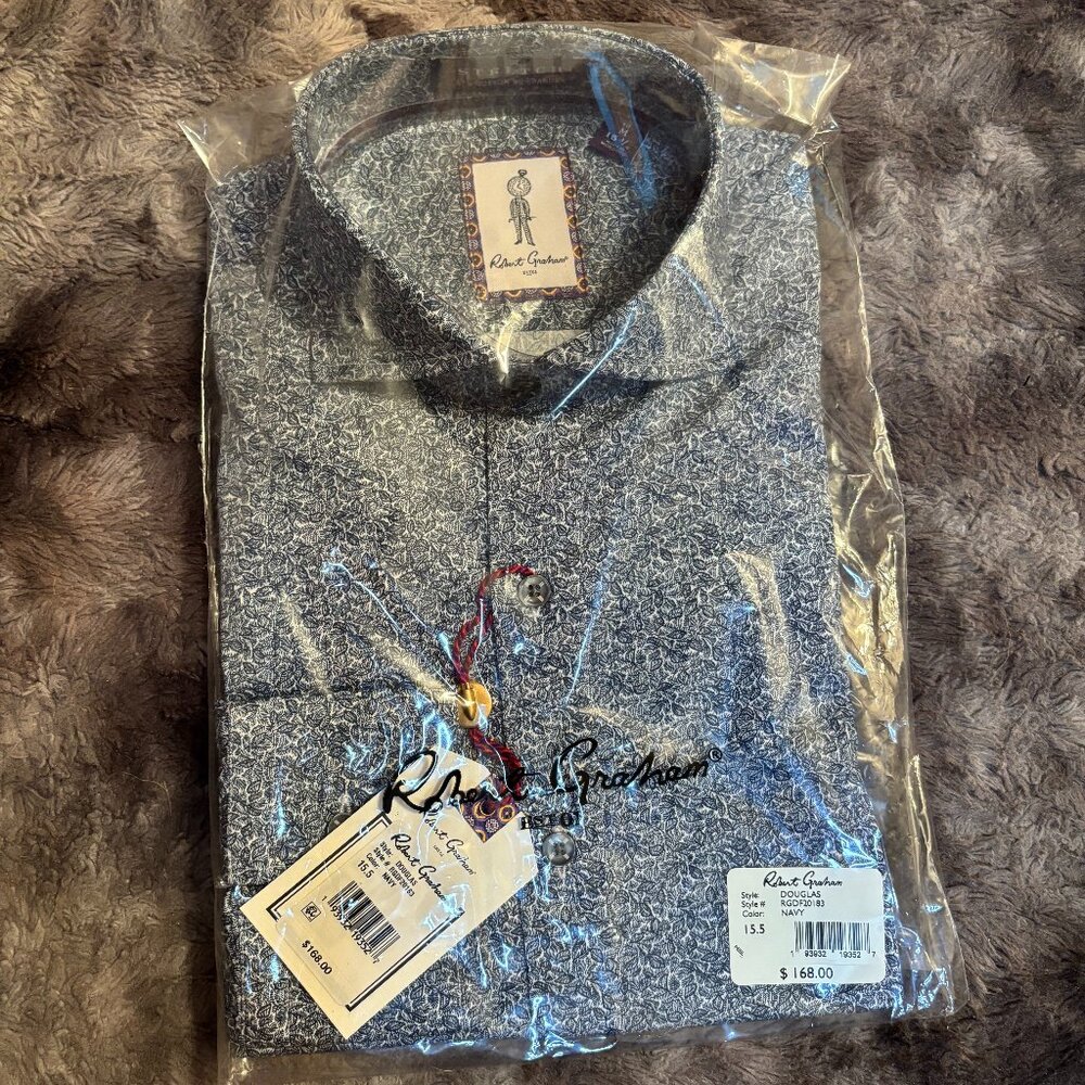 NWT Robert Graham “Douglas” Dress Shirt – Size 15.5 (Medium Fit)